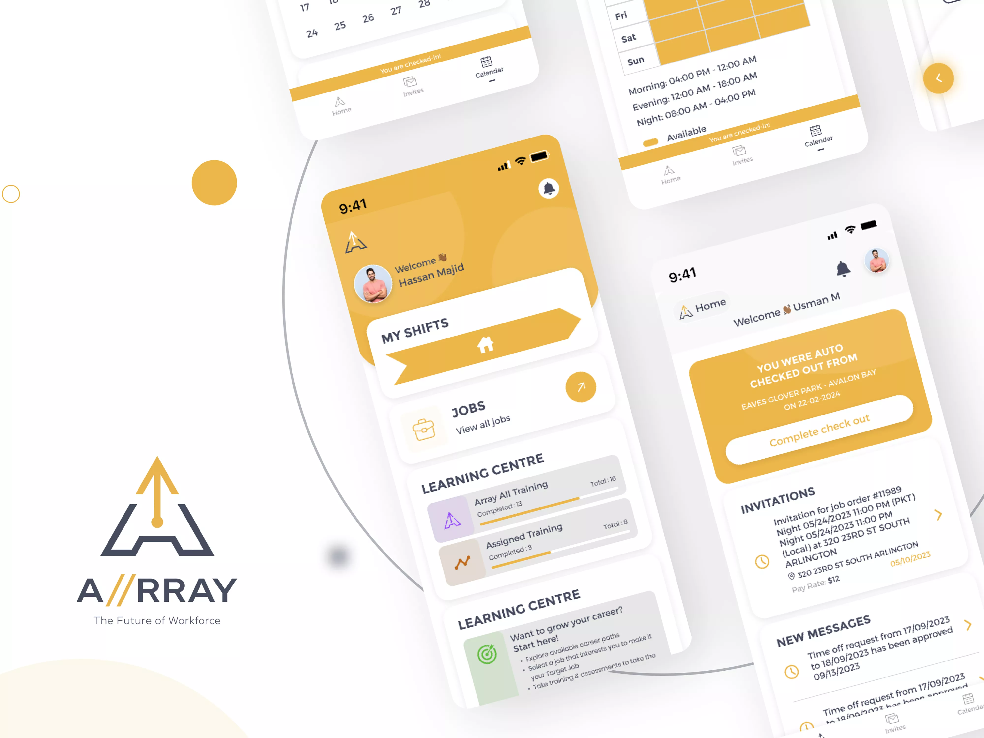 Array Corp Mobile Revolutionized shift management with real-time mobile access Improved operational efficiency by 60% across workforce